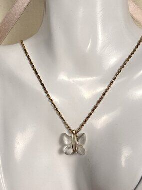 Vtg 1980s Amway Artistry Clear Cut Crystal Style Butterfly Pendant Necklace A20